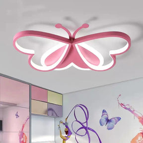 Cartoon Led Butterfly Ceiling Light In Pink Acrylic