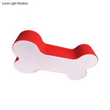 Cartoon Led Dog Bone Flushmount Ceiling Light - Metal Red/Yellow/Green 19.5/23.5 Width