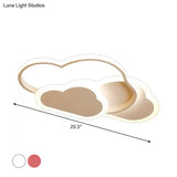 Cartoon Led Flush Ceiling Light - Acrylic Cloudy White/Pink Warm/White Perfect For Bedroom 16.5/20.5