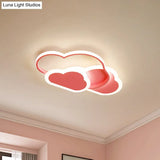 Cartoon Led Flush Ceiling Light - Acrylic Cloudy White/Pink Warm/White Perfect For Bedroom 16.5/20.5
