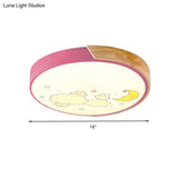 Cartoon Led Flush Ceiling Light Fixture For Kindergartens - Round Acrylic