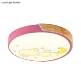 Cartoon Led Flush Ceiling Light Fixture For Kindergartens - Round Acrylic