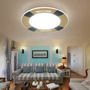 Cartoon Led Flush Mount Ceiling Light For Child’s Bedroom Swim Ring Blue