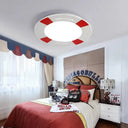 Cartoon Led Flush Mount Ceiling Light For Child’s Bedroom Swim Ring Red
