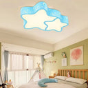Cartoon Led Flush Mount Ceiling Light For Classrooms - Star Shade Acrylic Fixture Blue / Warm