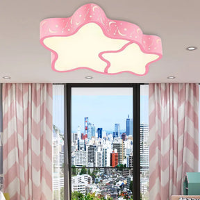 Cartoon Led Flush Mount Ceiling Light For Classrooms - Star Shade Acrylic Fixture Pink / Warm