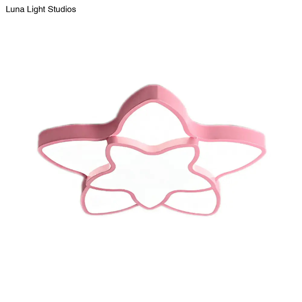 Cartoon Led Flush Mount Light: Vibrant 2-Star Acrylic Ceiling Lamp For Corridor And Kid’s Bedroom