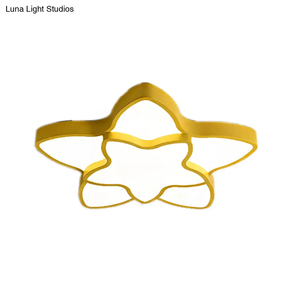 Cartoon Led Flush Mount Light: Vibrant 2-Star Acrylic Ceiling Lamp For Corridor And Kid’s Bedroom