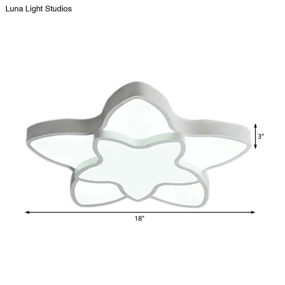 Cartoon Led Flush Mount Light: Vibrant 2-Star Acrylic Ceiling Lamp For Corridor And Kid’s Bedroom
