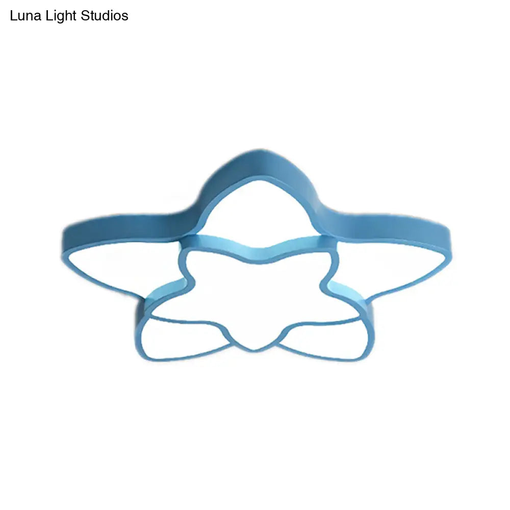 Cartoon Led Flush Mount Light: Vibrant 2-Star Acrylic Ceiling Lamp For Corridor And Kid’s Bedroom
