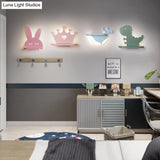 Cartoon Led Wall Sconce With Shelf For Kids Bedroom Decor