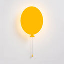 Cartoon Led Wall Sconce - Wooden Slim Panel Balloon Light For Childs Bedroom Or Kindergarten Yellow