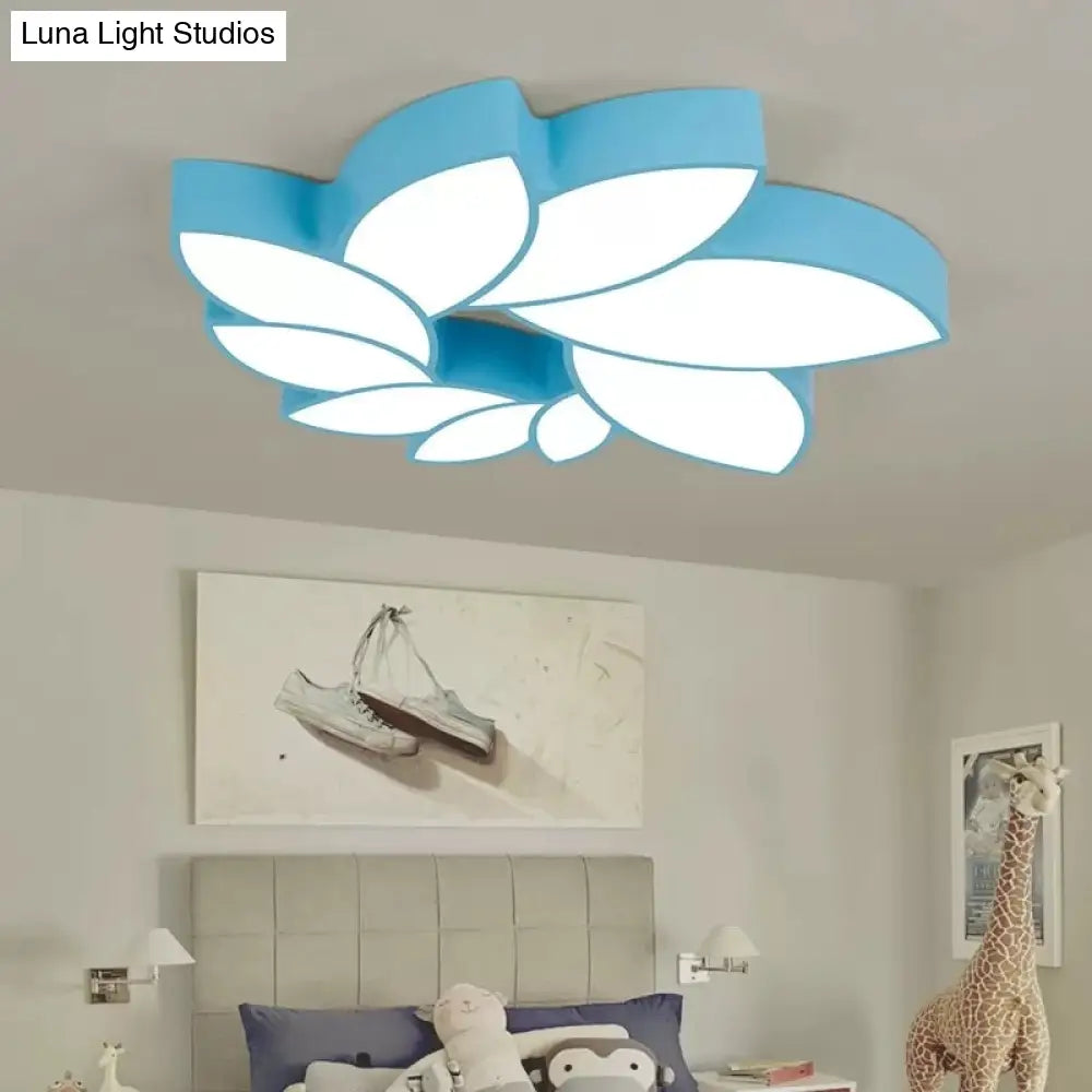 Cartoon Lotus Ceiling Mount Light - Led Flush For Baby Bedroom