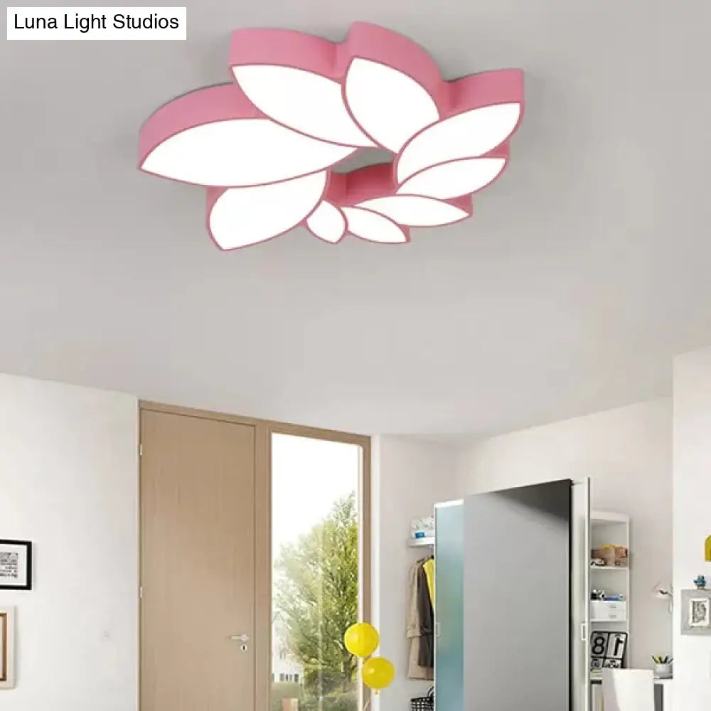 Cartoon Lotus Ceiling Mount Light - Led Flush For Baby Bedroom