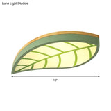 Cartoon Macaron Led Ceiling Light For Child Bedroom - Metal Acrylic Leaf Design