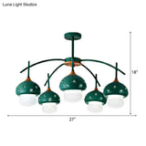 Cartoon Metal Mushroom Chandelier - 5-Head Kids Suspension Light For Bedroom Perfect Girls And Boys