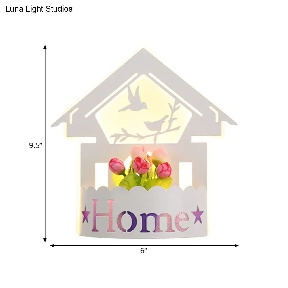 Cartoon Pattern Led Wall Lamp - Elegant White Acrylic Sconce Light For Living Room Décor
