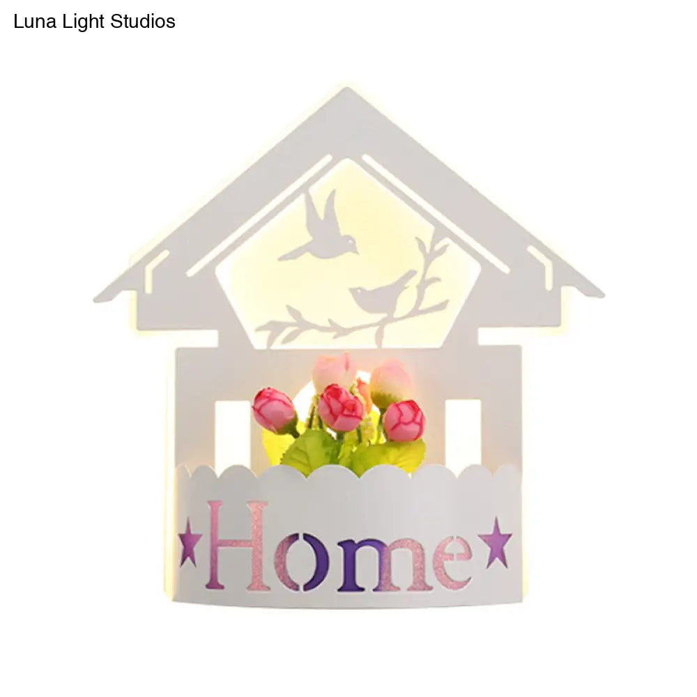 Cartoon Pattern Led Wall Lamp - Elegant White Acrylic Sconce Light For Living Room Décor