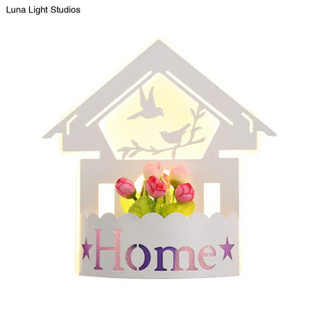 Cartoon Pattern Led Wall Lamp - Elegant White Acrylic Sconce Light For Living Room Décor