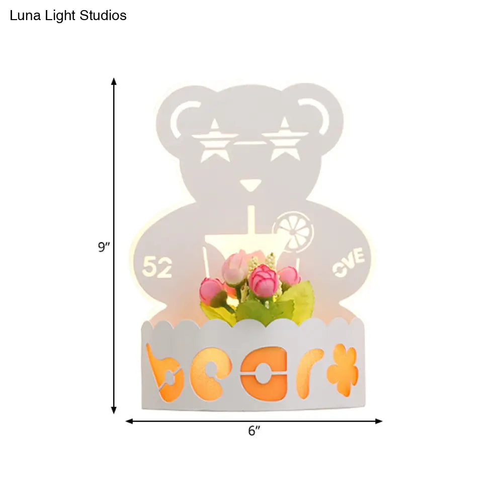 Cartoon Pattern Led Wall Lamp - Elegant White Acrylic Sconce Light For Living Room Décor