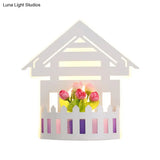 Cartoon Pattern Led Wall Lamp - Elegant White Acrylic Sconce Light For Living Room Décor