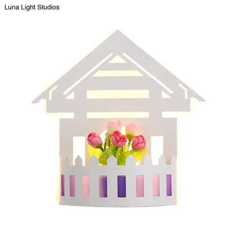 Cartoon Pattern Led Wall Lamp - Elegant White Acrylic Sconce Light For Living Room Décor