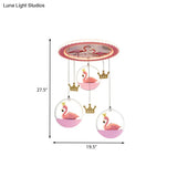Cartoon Pink Led Ceiling Flush Light With Drapes - Flamingo Prince Mount Lighting