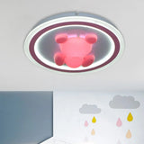 Cartoon Pink Led Flush Mount Ceiling Light With Acrylic Flower/Bear Shade For Bedrooms / Bear