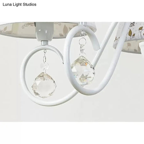 Cartoon Pony 5-Light Hanging Chandelier With Tapered White Shade For Nursing Room