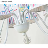 Cartoon Pony 5-Light Hanging Chandelier With Tapered White Shade For Nursing Room