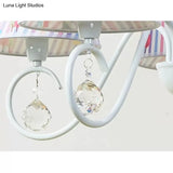 Cartoon Pony 5-Light Hanging Chandelier With Tapered White Shade For Nursing Room