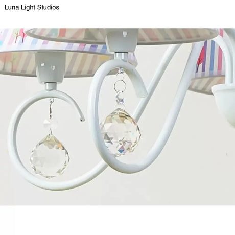 Cartoon Pony 5-Light Hanging Chandelier With Tapered White Shade For Nursing Room