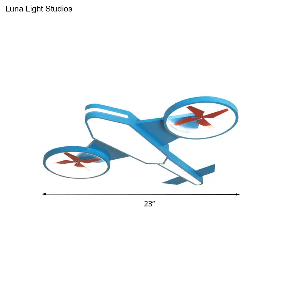 Cartoon Propeller Plane Led Ceiling Lamp - Acrylic Theme Park Shop Flush Light