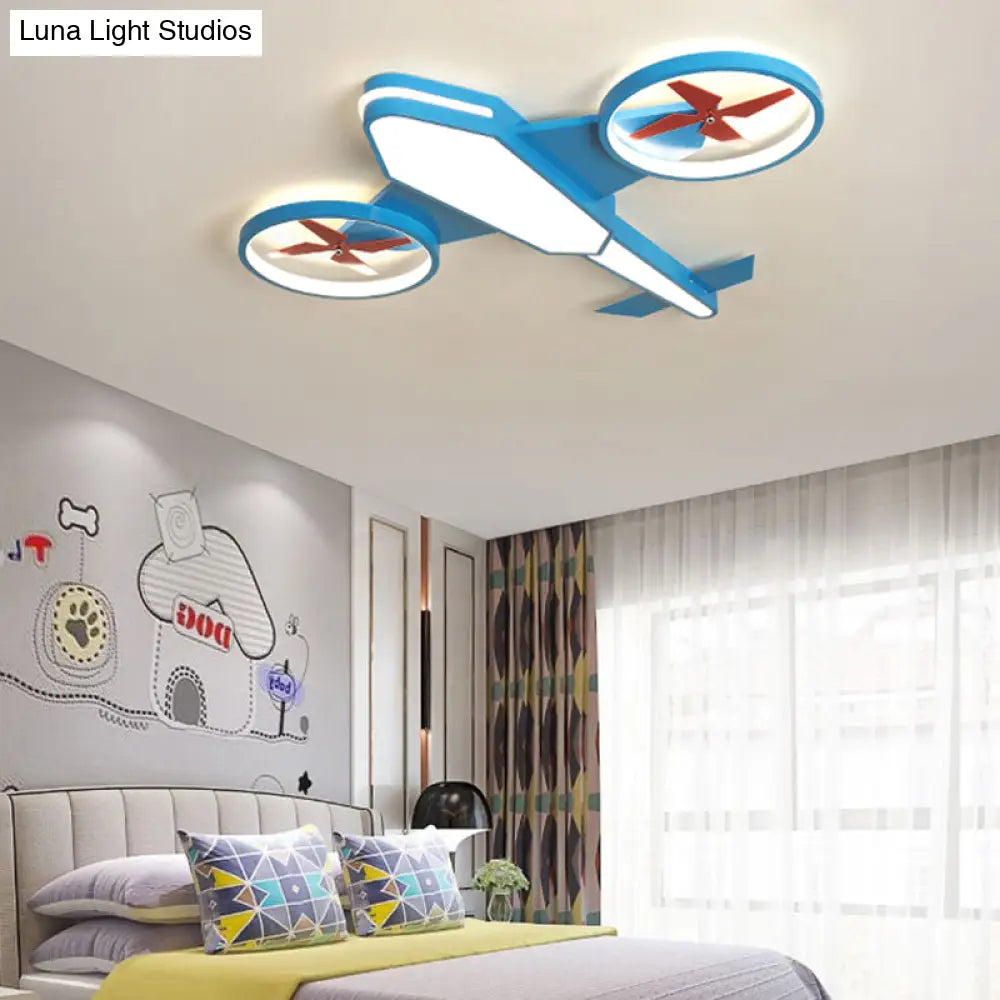 Cartoon Propeller Plane Led Ceiling Lamp - Acrylic Theme Park Shop Flush Light