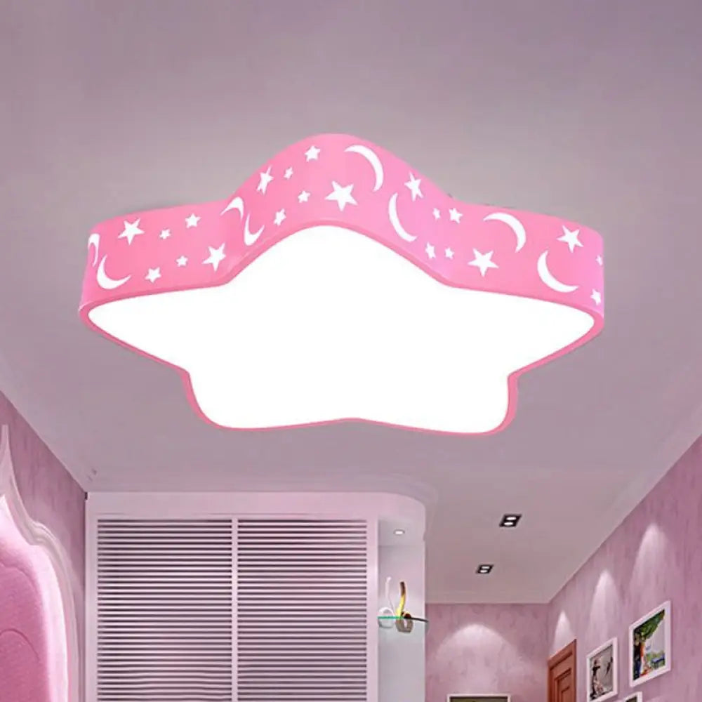 Cartoon Star Led Flush Mount Nursery Ceiling Light