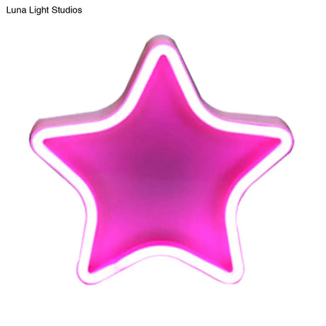 Cartoon Star Led Nightstand Lamp For Girls Room With Plastic Shade