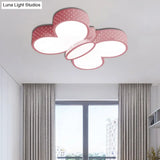 Cartoon Stylish Butterfly Flush Ceiling Light Led Mount Lamp For Bedroom - Metallic Blue/Pink