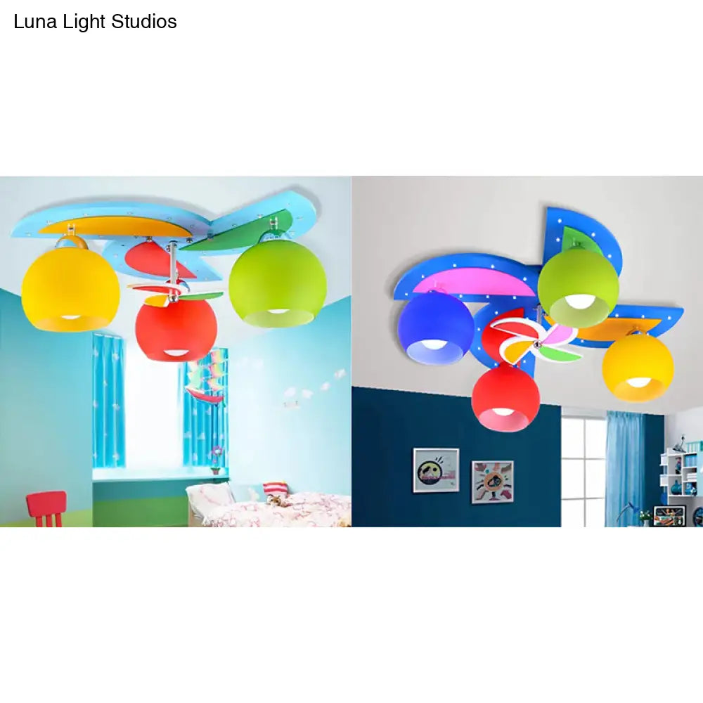 Cartoon Toy Windmill Ceiling Lamp With Globe Shade - Perfect For Kindergarten And Playrooms