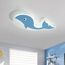 Cartoon Whale Flush Mount Lamp - Ultrathin Acrylic Led Ceiling Light For Kids’ Room (Pink/Blue) Blue