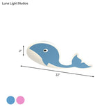 Cartoon Whale Flush Mount Lamp - Ultrathin Acrylic Led Ceiling Light For Kids’ Room (Pink/Blue)
