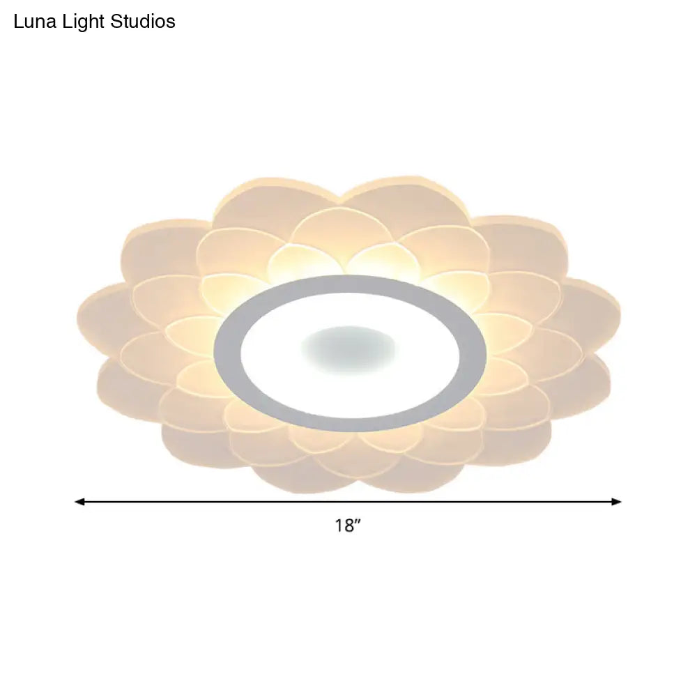 Cartoon White Led Flush Ceiling Light - Child’s Bedroom Blossom Acrylic Fixture