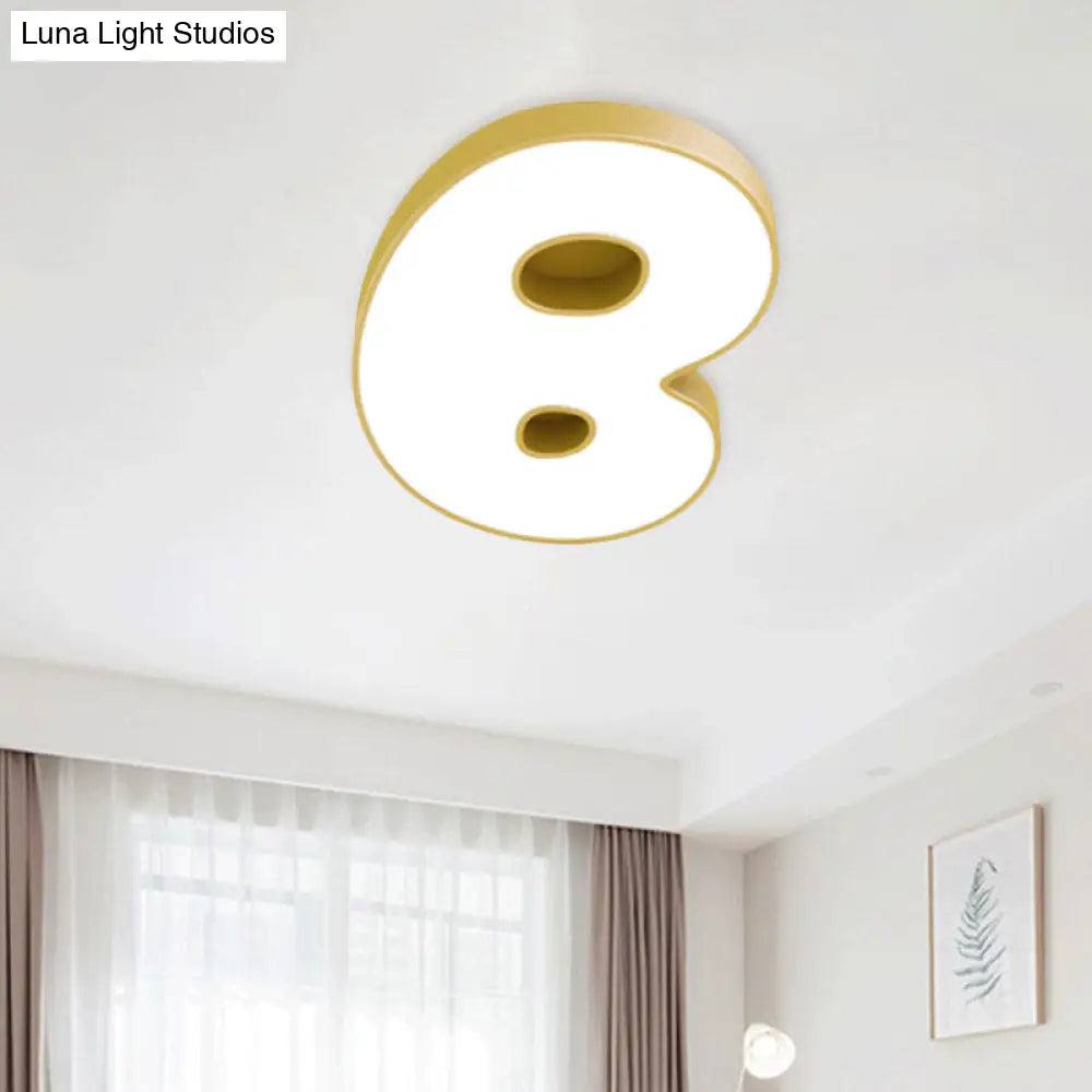 Cartoon White Led Kids Bedroom Flush Light With Acrylic Shade