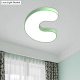 Cartoon White Led Kids Bedroom Flush Light With Acrylic Shade