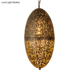 Carved Pendant Lighting: 1 Head Brass 8/11/13 Wide Metal Hanging Light Fixture