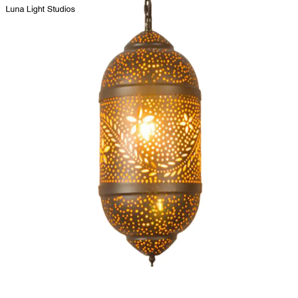 Carved Pendant Lighting: 1 Head Brass 8/11/13 Wide Metal Hanging Light Fixture