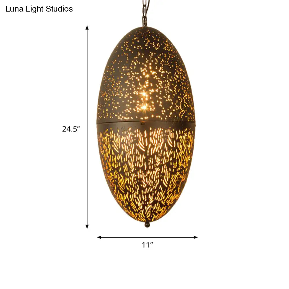 Carved Pendant Lighting: 1 Head Brass 8/11/13 Wide Metal Hanging Light Fixture
