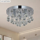 Cascading Crystal Orb Flush Mount Light: Modernist Bedroom Ceiling Lighting (3 Bulbs Chrome)
