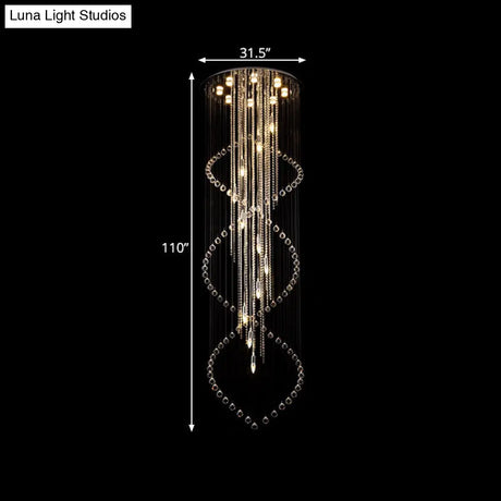 Cascading Crystal Pendant Lamp - Minimalist 19-Bulb Silver Led Suspension Light