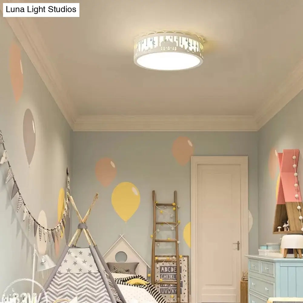 Castle Metal Flush Ceiling Light - Modern Style Lamp For Kids Bedroom