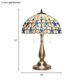 Caterina - Jewel Petals Night Stand Light: Tiffany-Style Shell Lamp With 2 Heads